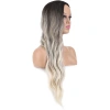 Uzun Su Dalgası Fiber Sentetik Peruk / Küllü Kumral / Beyaz Platin Ombre