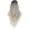 Uzun Su Dalgası Fiber Sentetik Peruk / Küllü Kumral / Beyaz Platin Ombre