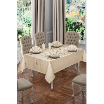 26 Parça Masa Örtüsü Seti Bahar Bej