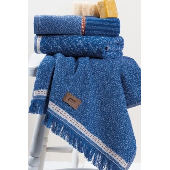 3lü Jakarlı Havlu Seti Denim Mavi 50x90 8680108067345