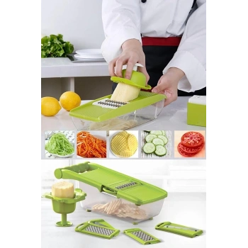 5 Başlıklı Hazneli Kaymaz Rende Jülyen Kesici Patates  Havuç Rendesi