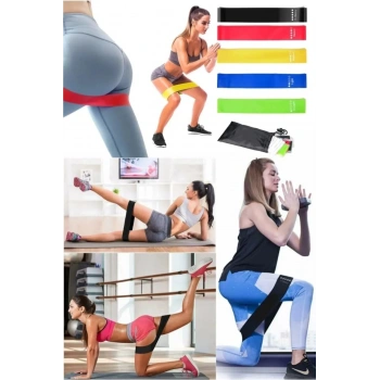 5 Li Set Aerobik Bandı Fitness Egzersiz Plates Direnç Lastiği Crossfit Kas Germe Ve Jimnastik Seti