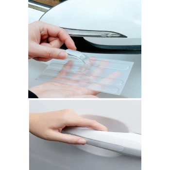 8 Adet Araba Ayna Kapı Kolu Çamurluk İçin Darbe Koruyucu Şeffaf Şerit Bant Çarpışma Koruyucu