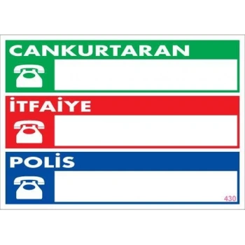 Acil Durum Telefon Levhası 25x35 KOD:430