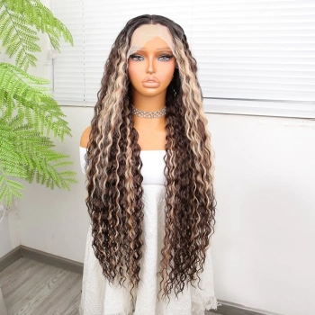 Afro Dalga Doğal Çikolata Kahve Ombreli Işıltılı Fiber Sentetik Tül Peruk