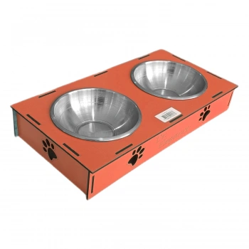 Ahşap Sehpalı İkili Devrilmez Kedi Köpek Su Ve  Kabı 34 cm - 300 ml Tcu