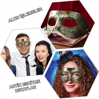 Altın Eskitme Yüz Maskesi - Antik Tarz B Maskesi