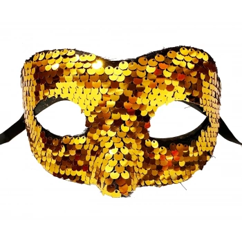 Altın Renk Payetli Pullu Parti Maskesi B Venedik