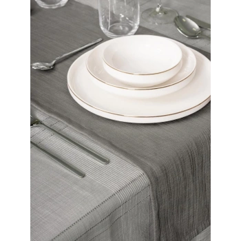 Antique Jasmine Gri Keten Masa Örtüsü