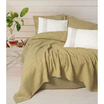 Aura Çift Kişilik Pike Takımı Pebble Hardal