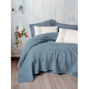 Aura Çift Kişilik Pike Takımı Pebble İndigo