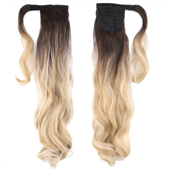 Bağlamalı Dalgalı At Kuyruğu / Kahve / Bal Köpüğü Ombre ve Platin Işıltılı