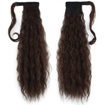 Bağlamalı Kabarık Dalgalı At Kuyruğu / Kahve Karamel