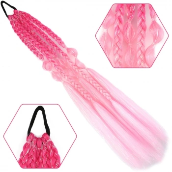 Bn ve Düz Salaş Örgülü Simli Lastikli At Kuyruğu / ACM10