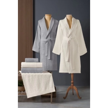 Bambu Bornoz Seti Lisse Coin İvory