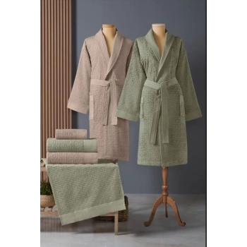 Bambu Bornoz Seti Lisse Sage Sabre