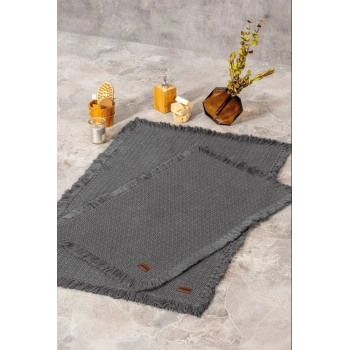 Bath Rug Set Antrasit 2li 75x125 60x90