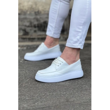 Beyaz Cilt Ortopedik Taban Erkek Casual Ayakkabı