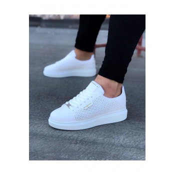 Beyaz Delikli Erkek Yüksek Taban Ayakkabı