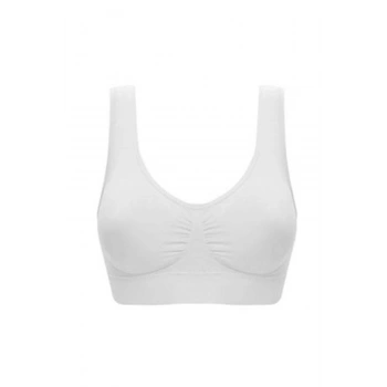 Beyaz Dikişsiz Kadın Pedli Sütyen Korse