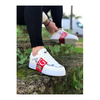 Beyaz Kırmızı Erkek Günlük Ayakkabı