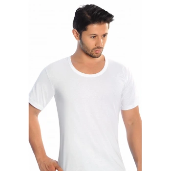 Beyaz Penye Bisiklet Yaka Erkek Fanila-SİSMEN08