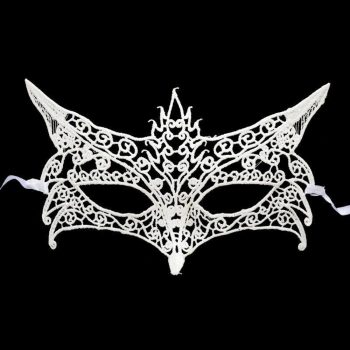 Beyaz Renk Dantel Kesim Dantel İşlemeli B Parti Maskesi 7 No