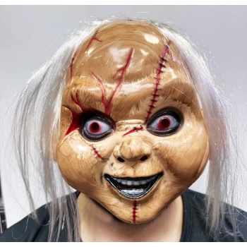 Beyaz Saçlı Çaki Maskesi Chucky Maskesi Yetişkin Çocuk Uyumlu