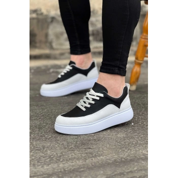 Beyaz Siyah Ortopedik Taban Erkek Casual Ayakkabı