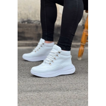 Beyaz Yüksek Taban Yarım Bilek Bot