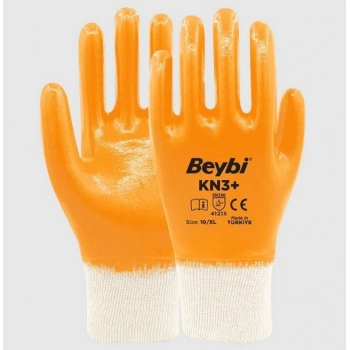 Beybi KN3+ No:9 Sarı Tam Nitril Pamuk Eldiven 1 Adet