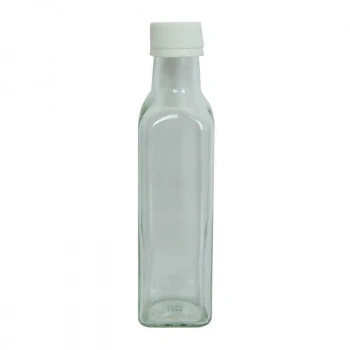 Boş Kilitli Kapaklı Cam Şişe Şeffaf Renkli 250 cc