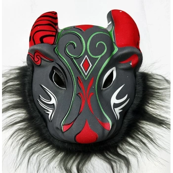 Buf Maskesi - Kırmızı Boynuzlu Buf Maskesi Yetişkin Çocuk Uyumlu Model 4