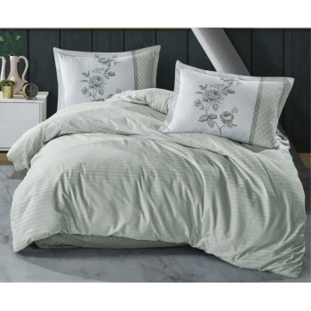 Butik Serisi Çizgili Ranforce Çift Kişilik Nev Takımı Suave v5 Yeşil