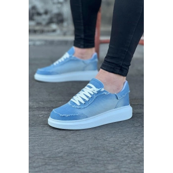 Buz Mavi Kot Kumaş Erkek Casual Ayakkabı