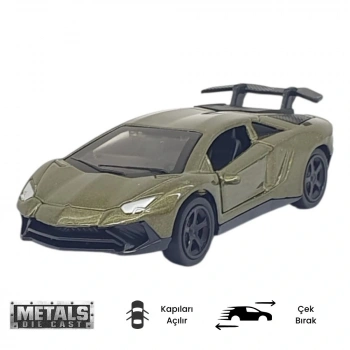 Çek Bırak Metal Küçük Arabalar 8 cm - 6411A - Haki