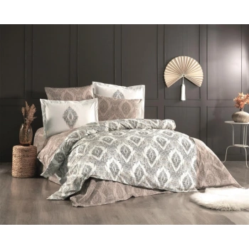 Çift Kişilik Poplin Nev Retro Kahve