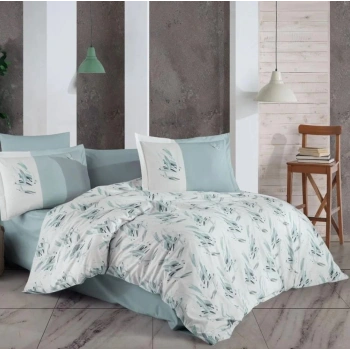 Çift Kişilik Poplin Nev Estate Buz Mavisi