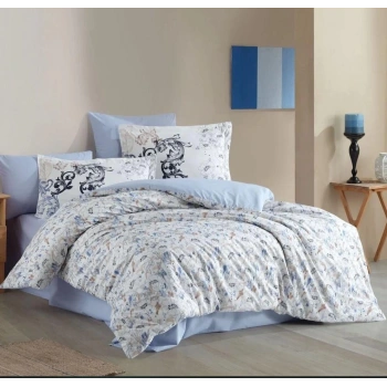 Çift Kişilik Poplin Nevresim Fiesta Mavi