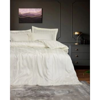 Çift Kişilik Smart Stripe Bambu Saten Nev Takımı Bej