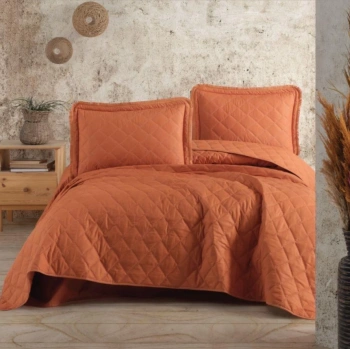 Çift Kişilik Yatak Örtüsü Tafana V2 Oranj