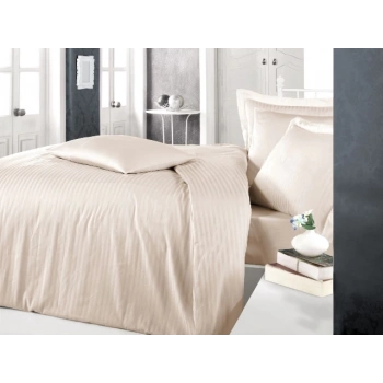 Çizgili Saten Nev Takımı Çift Kişilik Cappuccino