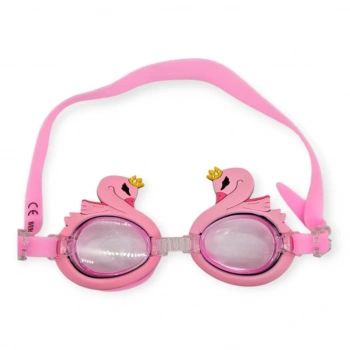 Çocuk Yüzücü Gözlüğü Silikon Taşıma Çantalı Pembe Kuğu - 9014