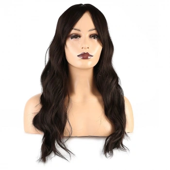 Dalgalı Perçemli Fiber Sentetik Orta Boy Peruk / Kahverengi