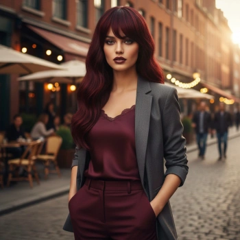 Dalgalı Perçemli Fiber Sentetik Orta Boy Peruk / Kızıl Kahve