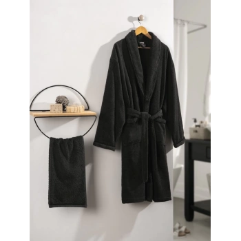 Deluxe Single Bornoz Seti Antrasit 8680108056622