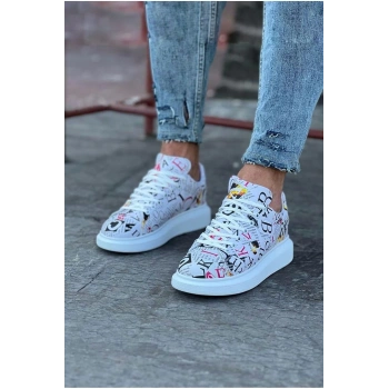 Dergi Desenli Boyalı Erkek Casual Ayakkabı