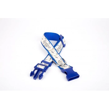 Desenli Süslü Dokuma Köpek Boyun Tasması 1,5 x 25-40 cm Mavi