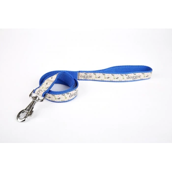 Desenli Süslü Dokuma Köpek Gezdirme Kayışı  El Yapımı 2,5 x 120 cm Mavi