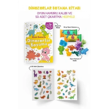 Dinozorlar Boyama Kitabı - Oyun Hamurlu - 3 Yaş +